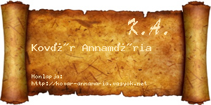 Kovár Annamária névjegykártya